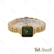 ساعت DW زنانه مربعی بند فلزی طلایی صفحه سبز DW-4814-L