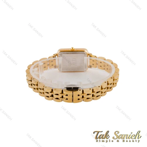 ساعت زنانه دنیل ولینگتون مستطیلی بند فلزی طلایی صفحه سفید DW-4815-L
