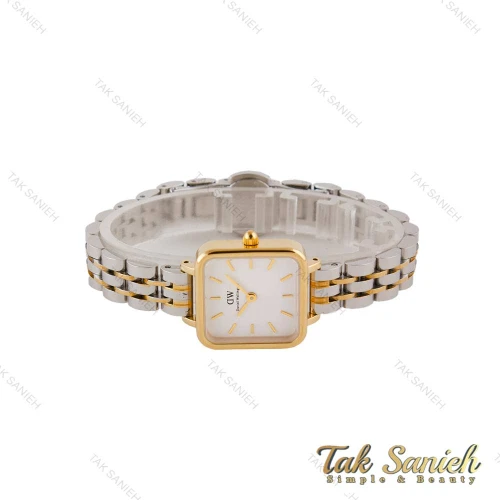 ساعت DW زنانه مربعی دورنگ طلایی صفحه سفید DW-4819-L