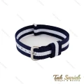 بند برزنتی ساعت دنیل ولینگتون زنانه سرمه ای سفید نقره ای DW-Strap-4822-L
