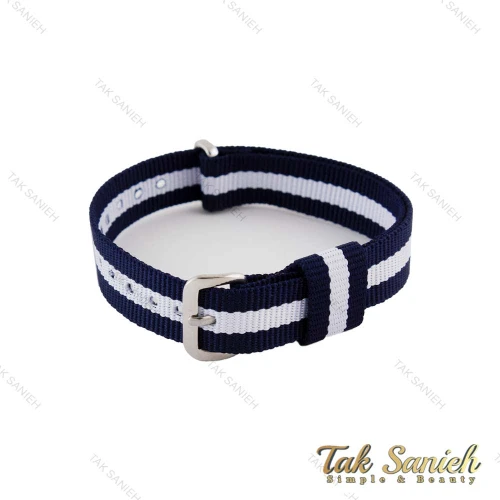 بند برزنتی ساعت دنیل ولینگتون زنانه سرمه ای سفید نقره ای DW-Strap-4822-L