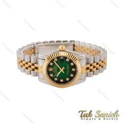 ساعت رولکس زنانه دورنگ طلایی صفحه سبز مشکی Rolex-4833-L