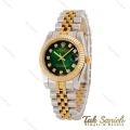 ساعت رولکس زنانه دورنگ طلایی صفحه سبز مشکی Rolex-5223-L