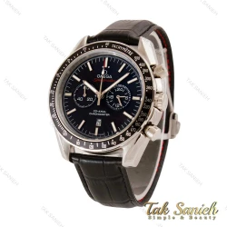 ساعت امگا اسپیدمستر مردانه نقره ای بند چرم مشکی Omega-4844-G