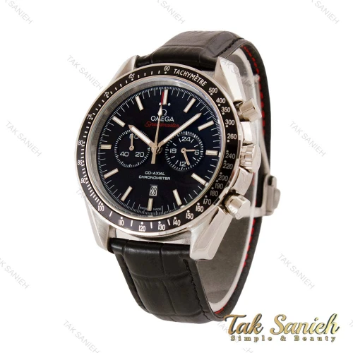 ساعت امگا اسپیدمستر مردانه نقره ای بند چرم مشکی Omega-4844-G