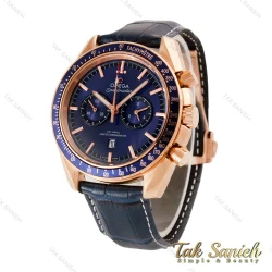 ساعت امگا اسپیدمستر مردانه رزگلد بند چرم سرمه ای Omega-4846-G