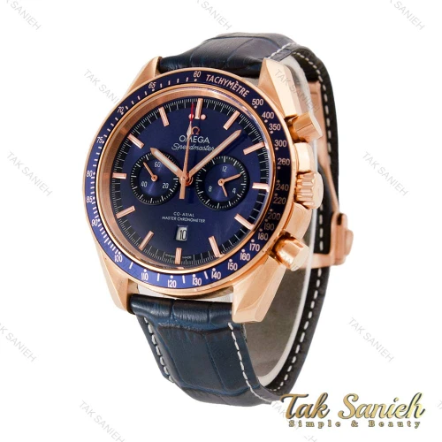 ساعت امگا اسپیدمستر مردانه رزگلد بند چرم سرمه ای Omega-4846-G
