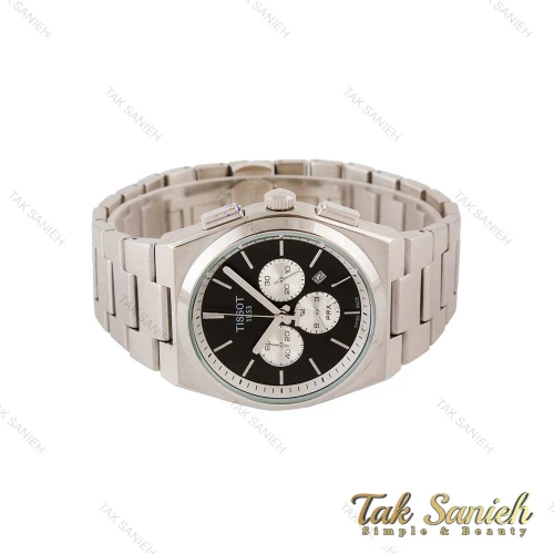 ساعت تیسوت PRX مردانه سه موتوره نقره ای صفحه مشکی Tissot-4850-G
