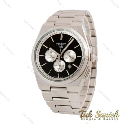 ساعت تیسوت PRX مردانه سه موتوره نقره ای صفحه مشکی Tissot-4850-G