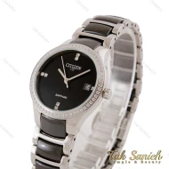 ساعت سیتیزن VIP زنانه سرامیکی دورنگین مشکی نقره ای Citizen-4853-L