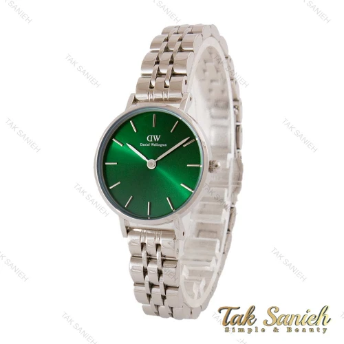 ساعت دنیل ولینگتون زنانه نقره ای صفحه سبز اسمال DW-4862-28-L