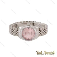 ساعت رولکس زنانه نقره ای صفحه صورتی مدیوم Rolex-4863-L