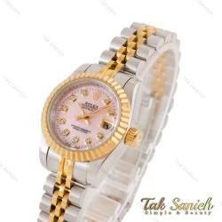 ساعت رولکس زنانه دورنگ طلایی صفحه صورتی Rolex-4866-L
