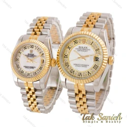 ساعت رولکس ست دورنگ طلایی صفحه نگین اعداد رومی Rolex-4869-S