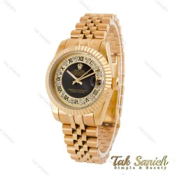 ساعت رولکس زنانه طلایی صفحه نگین دار اعداد یونانی Rolex-4870-L