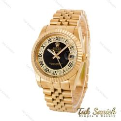 ساعت رولکس مردانه طلایی صفحه نگین دار اعداد یونانی Rolex-4871-G