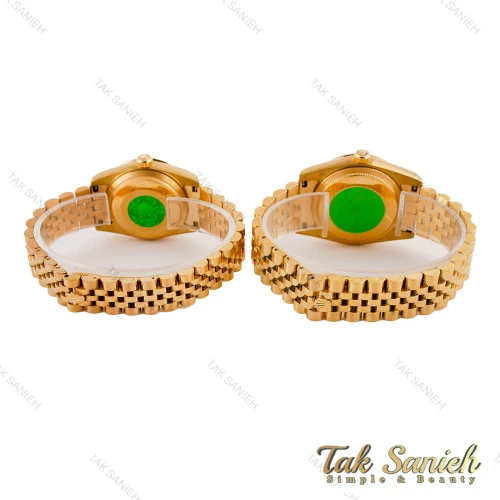 ساعت رولکس ست دیت جاست طلایی صفحه نگین دار اعداد یونانی Rolex-4872-S