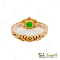 ساعت رولکس طلایی زنانه مدل دیت جاست صفحه نگین ایندکس قرمز Rolex-4873-L