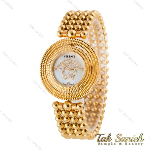 ساعت ورساچه طلایی زنانه صفحه سفید چرخان Versace-4878-L