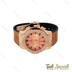 ساعت هابلوت زنانه سه موتوره رزگلد بند چرم قهوه ای Hublot-4894-L