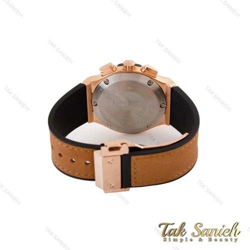ساعت هابلوت زنانه سه موتوره رزگلد بند چرم قهوه ای Hublot-4894-L
