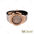 ساعت هابلوت مردانه سه موتوره رزگلد طوسی صفحه اسکلتون Hublot-4899-G