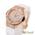 ساعت هابلوت زنانه فول نگین سفید قاب رزگلد Hublot-4903-L
