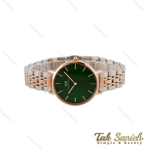 ساعت دنیل ولینگتون زنانه دورنگ رزگلد صفحه سبز DW-4938-G
