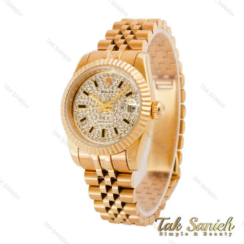 ساعت رولکس زنانه صفحه نگین طلایی Rolex-4955-L