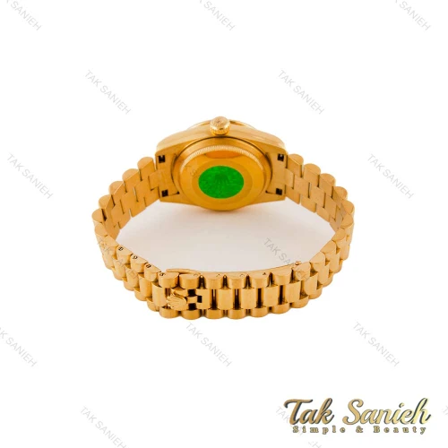 ساعت رولکس زنانه بند پرزیدنت طلایی صفحه سفید دورنگین Rolex-4957-L