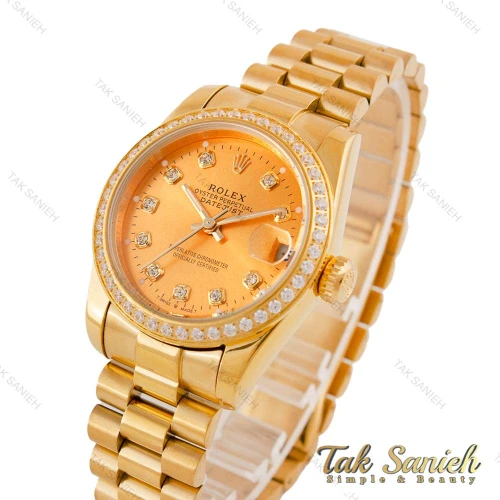 ساعت رولکس زنانه بند پرزیدنت تمام طلایی دورنگین Rolex-4959-L