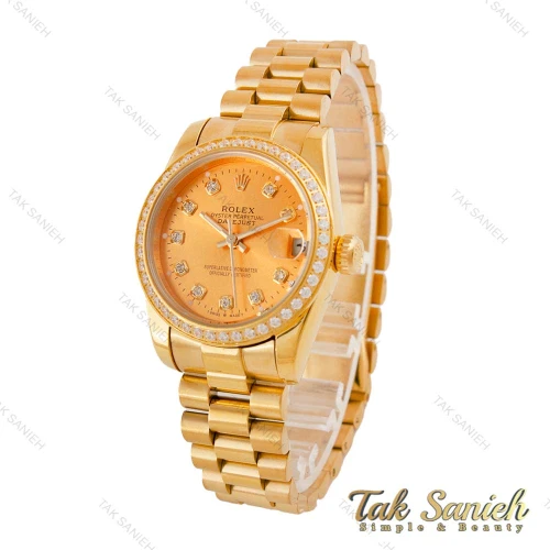 ساعت رولکس زنانه بند پرزیدنت تمام طلایی دورنگین Rolex-4959-L