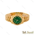 ساعت رولکس زنانه بند پرزیدنت طلایی صفحه سبز دورنگین Rolex-4961-L