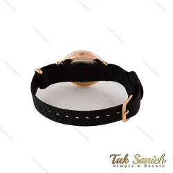 ساعت دنیل ولینگتون زنانه رزگلد صفحه سفید بند برزنت مشکی DW-4970-L
