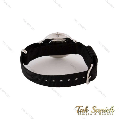 ساعت دنیل ولینگتون زنانه نقره ای صفحه مشکی بند برزنت مشکی DW-4971-L