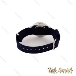 ساعت دنیل ولینگتون زنانه نقره ای صفحه مشکی بند برزنت سرمه ای DW-4980-L