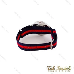 ساعت DW زنانه نقره ای صفحه سفید بند برزنت سرمه ای قرمز DW-4982-L