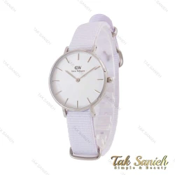ساعت دنیل ولینگتون زنانه نقره ای بند برزنت سفید DW-4985-L