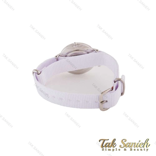 ساعت دنیل ولینگتون زنانه نقره ای صفحه مشکی بند برزنت سفید DW-4986-L