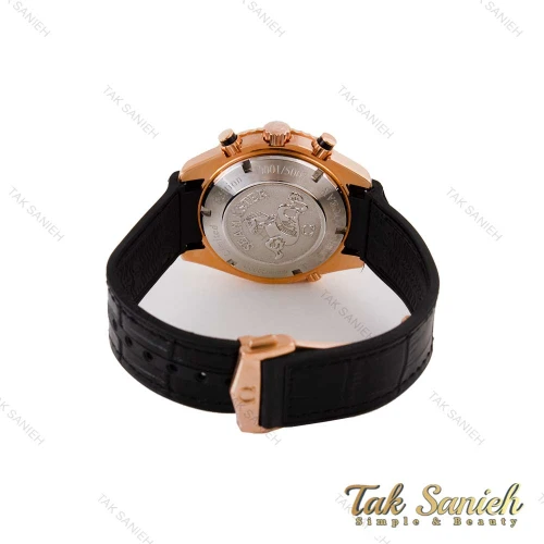 ساعت امگا سیمستر مردانه سه موتوره رزگلد بند چرم مشکی Omega-4987-G