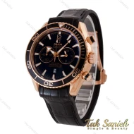 ساعت امگا سیمستر مردانه سه موتوره رزگلد بند چرم مشکی Omega-4987-G