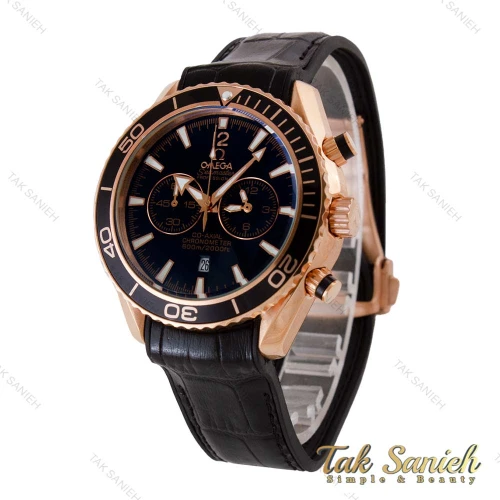 ساعت امگا سیمستر مردانه سه موتوره رزگلد بند چرم مشکی Omega-4987-G