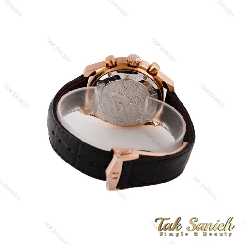 ساعت امگا Speed Master مردانه رزگلد بند چرم مشکی Omega-4988-G