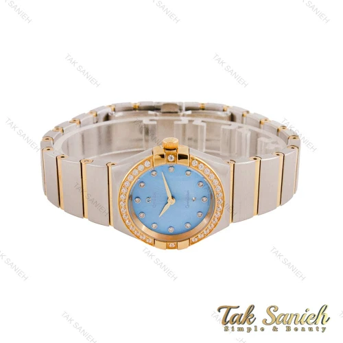 ساعت امگا کانسلیشن زنانه دورنگین دورنگ طلایی صفحه تیفانی Omega-4599-L