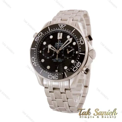 ساعت امگا سیمستر مردانه سه موتوره نقره ای صفحه مشکی Omega-5000-G