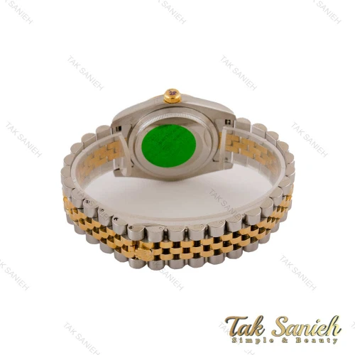 ساعت رولکس مردانه دورنگ طلایی صفحه صورتی ایندکس نگین Rolex-5026-G