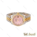 ساعت رولکس مردانه دورنگ طلایی صفحه صورتی ایندکس نگین Rolex-5026-G