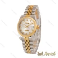 ساعت رولکس زنانه دو رنگ طلایی صفحه طرح دار ایندکس نگین Rolex-5030-M-L