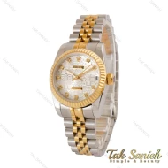 ساعت رولکس زنانه دو رنگ طلایی صفحه طرح دار ایندکس نگین Rolex-5030-M-L