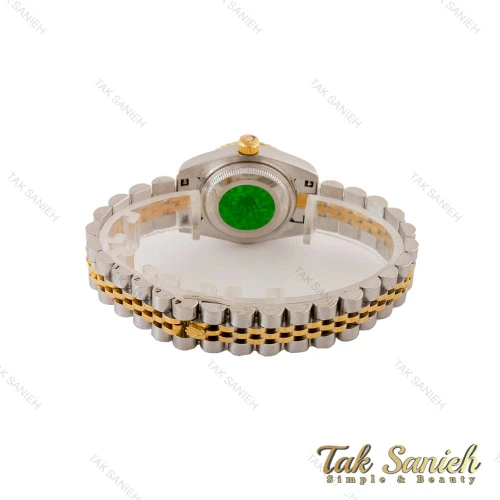 ساعت رولکس زنانه دورنگ طلایی ایندکس خط صفحه مشکی Rolex-5035-S-L